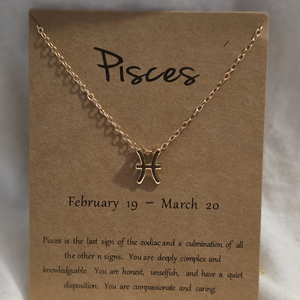 Gold Pisces Zodiac Necklace